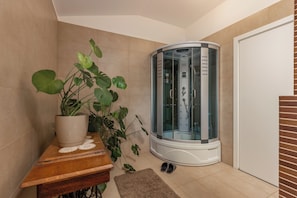 Panoramic Triple Room, 1 Bedroom, Balcony, Sea View | Bathroom | Free toiletries, hair dryer, slippers, towels