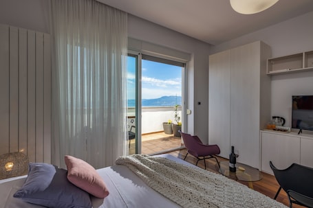 Panoramic Triple Room, 1 Bedroom, Balcony, Sea View | Premium bedding, memory foam beds, minibar, individually decorated. Terra Magica Deluxe Apartment OR Room with Private Parking, Terrace and Sea View