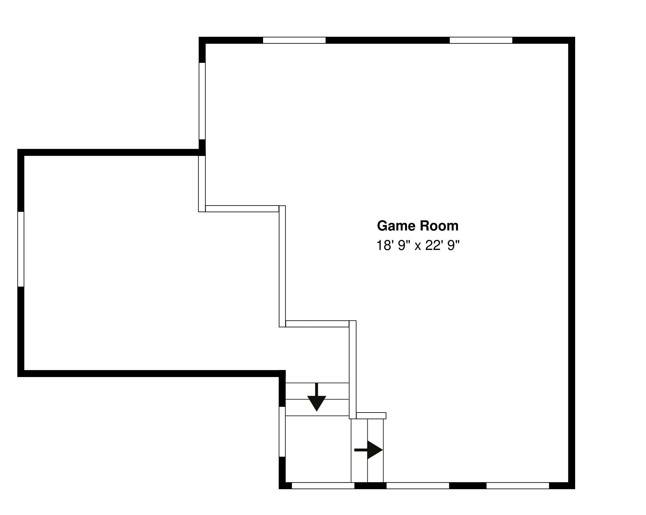 A floor plan of a game room measuring 18' 9" x 22' 9".