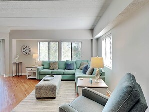 Condo, 1 King Bed with Sofa bed, Balcony, Garden View (Forest Beach Villa 306 - No Pets Allowed) | Living area | 42-inch flat-screen TV with digital channels - Forest Beach Villas by Hilton Head Retreats (Hilton Head Island)