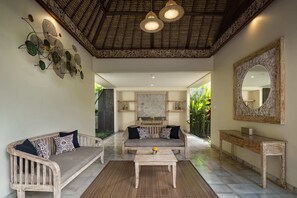 Two Bedrooms Private Pool Villa | Living area | 32-inch flat-screen TV with cable channels, TV - The Sun of Granary Resort and Villas (Tegallalang)