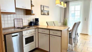 Fridge, microwave, oven, dishwasher