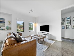 Flat-screen TV, books