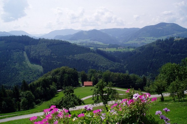 Ferienwohnung 1 mit Balkon und schöner Aussicht-herrlicher Ausblick in die umliegende Berg- und Hügellandschaft