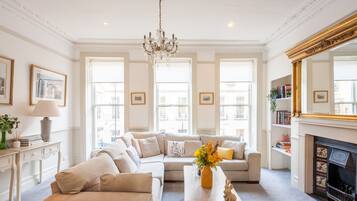 TV, fireplace, DVD player, books