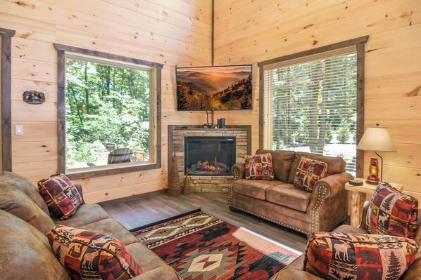 Smart TV, fireplace, video games