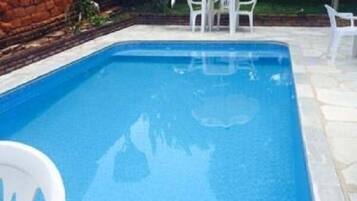 Outdoor pool, pool loungers