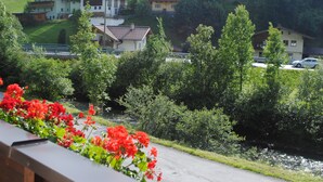 A residential area with houses, a river, and greenery. - Naturhaus Andrea Rose with special hiking experiences Holiday apartments (Grossarl)