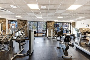 Stay fit and active with our well-equipped gym featuring treadmills, stationary bikes, and weight machines.