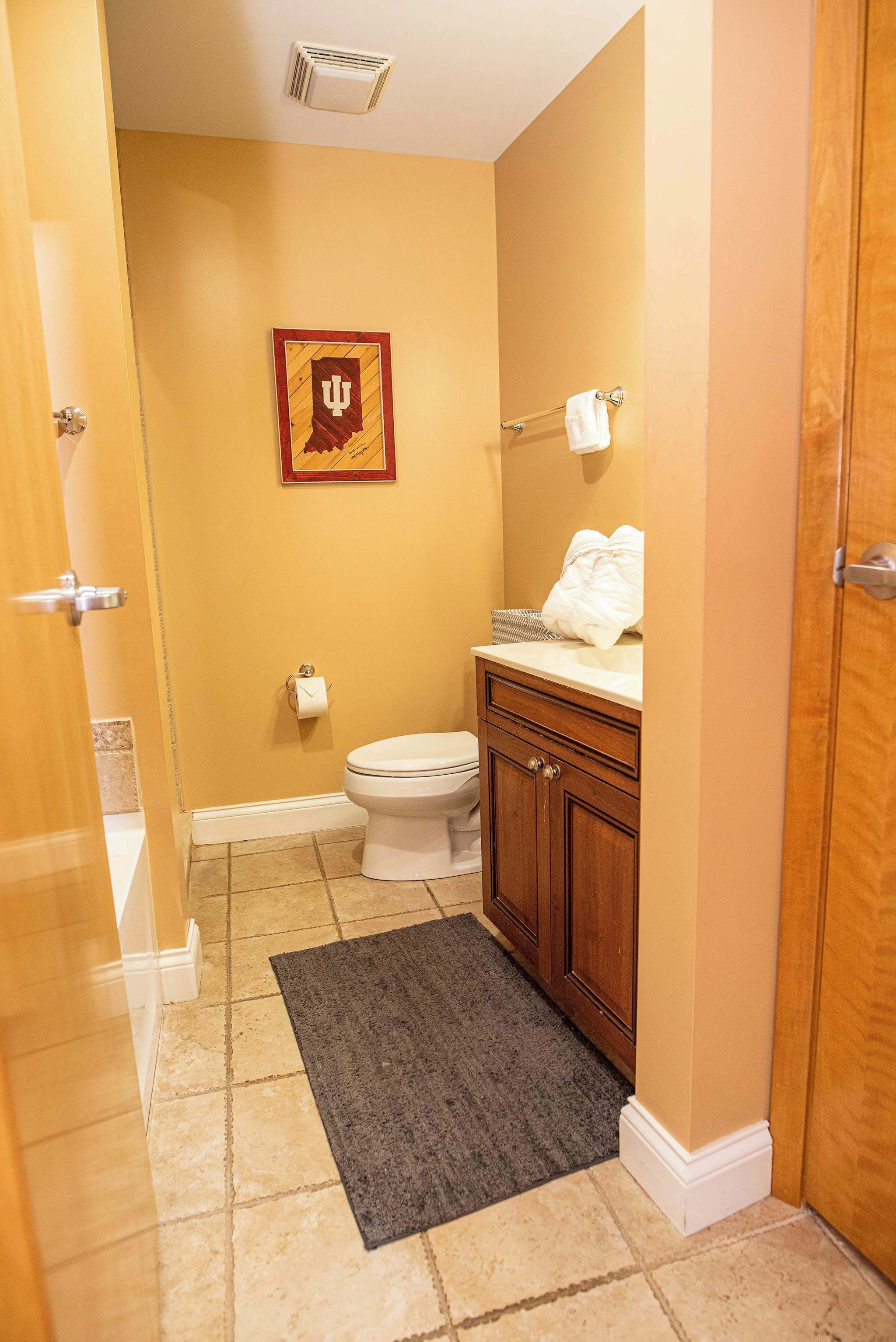 Shower, hair dryer, shampoo