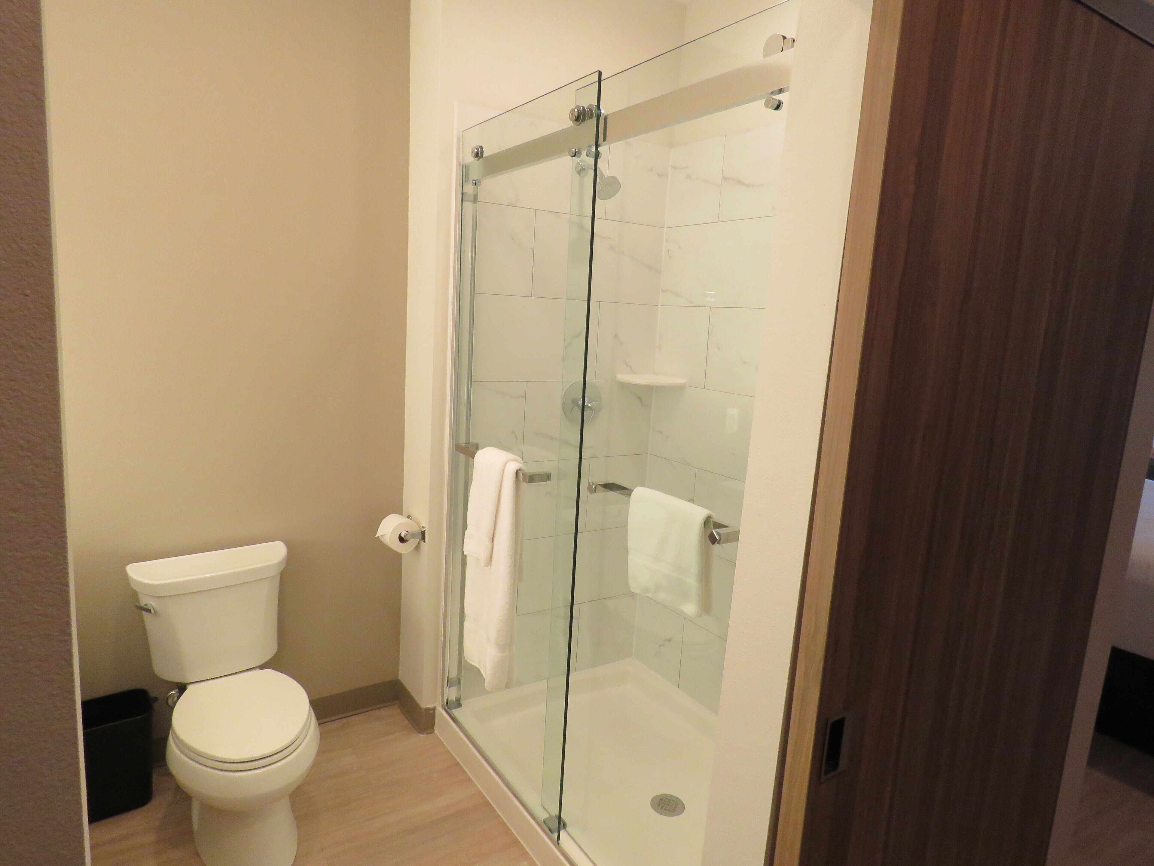 suite, 2 queen beds, non smoking | bathroom | shower, hydromassage showerhead, designer toiletries, hair dryer