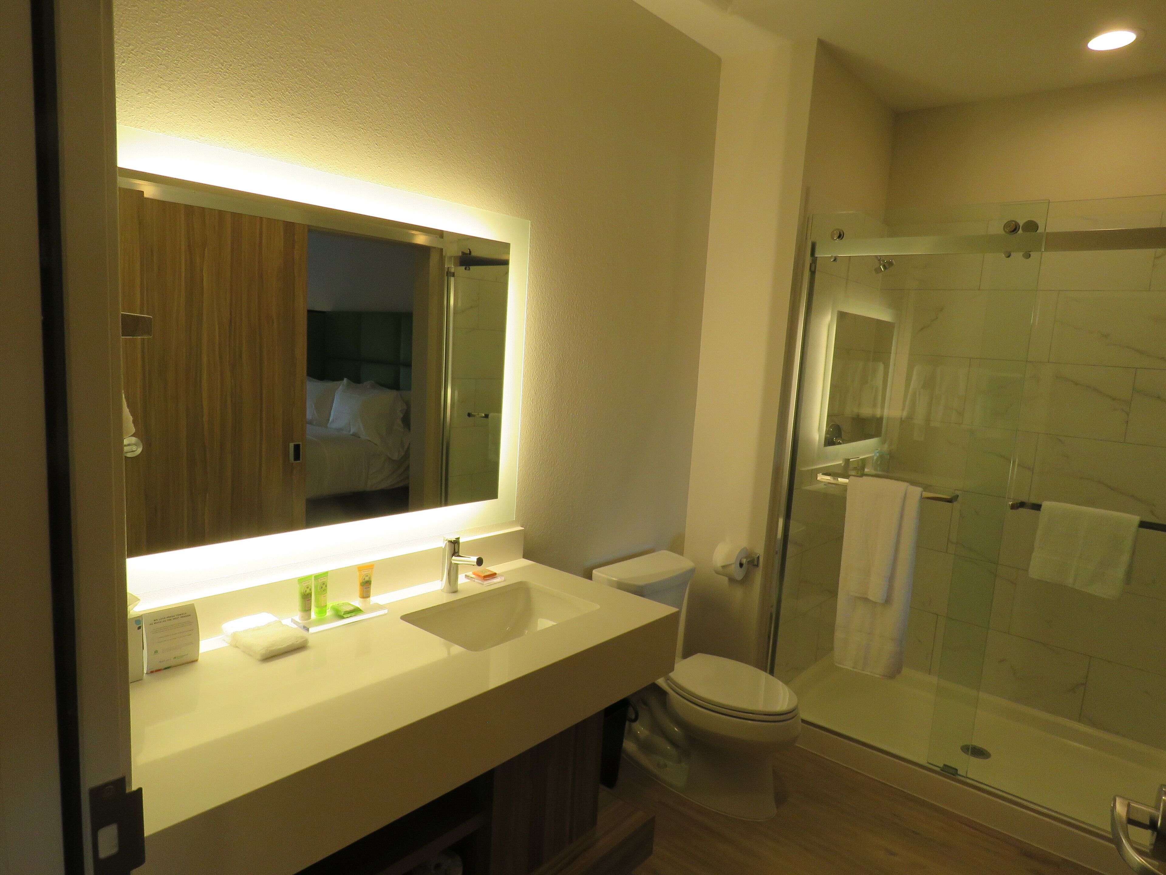 suite, 1 king bed, non smoking | bathroom | shower, hydromassage showerhead, designer toiletries, hair dryer