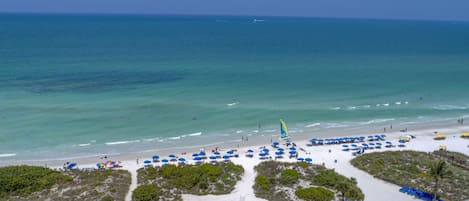 On the beach, beach umbrellas