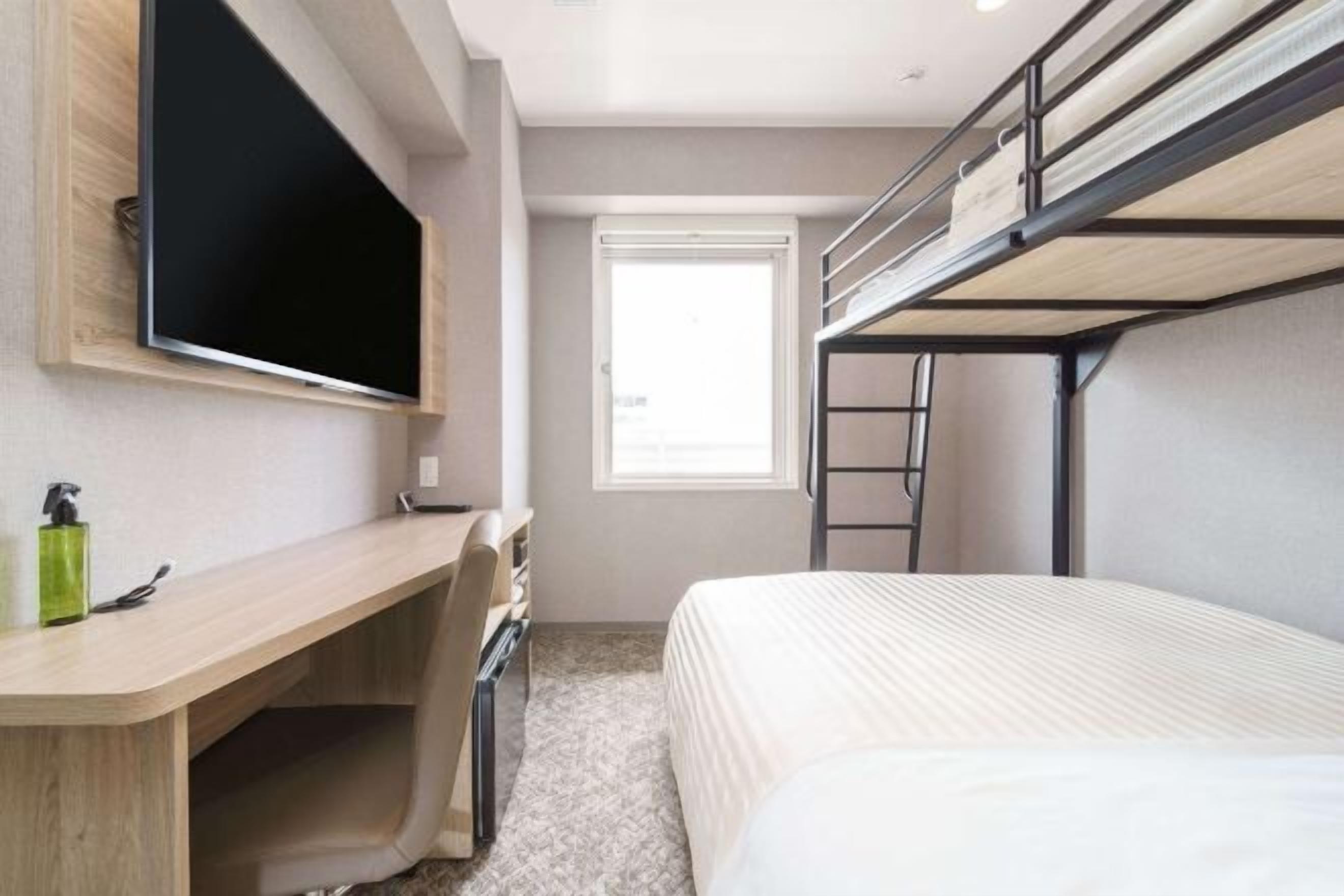 Desk, blackout drapes, soundproofing, iron/ironing board