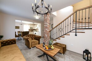 Villa, 3 Bedrooms, Smoking, Private Pool | Living room | Fireplace