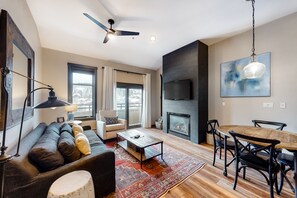 TV, fireplace, DVD player