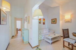 Family Apartment, 3 Bedrooms, 2 Bathrooms, Sea Facing (La Fresia - Focette 100m from sea) | Living area | TV - La Fresia - Focette 100mt From Sea (Pietrasanta)