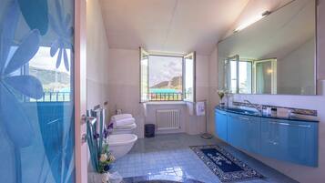 Family Villa, Multiple Bedrooms, Mountainside (Villa Clara few km from the sea) | Bathroom | Shower, rainfall showerhead, bidet, towels