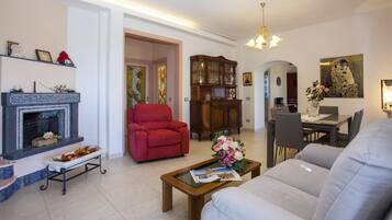 Televisi layar datar 21-inci dengan saluran TV digital, TV, dan perapian