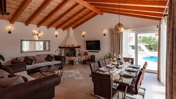 Villa, Private Pool | Living area | Flat-screen TV, ping pong