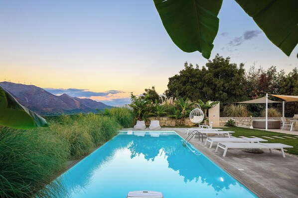 Outdoor pool, pool loungers