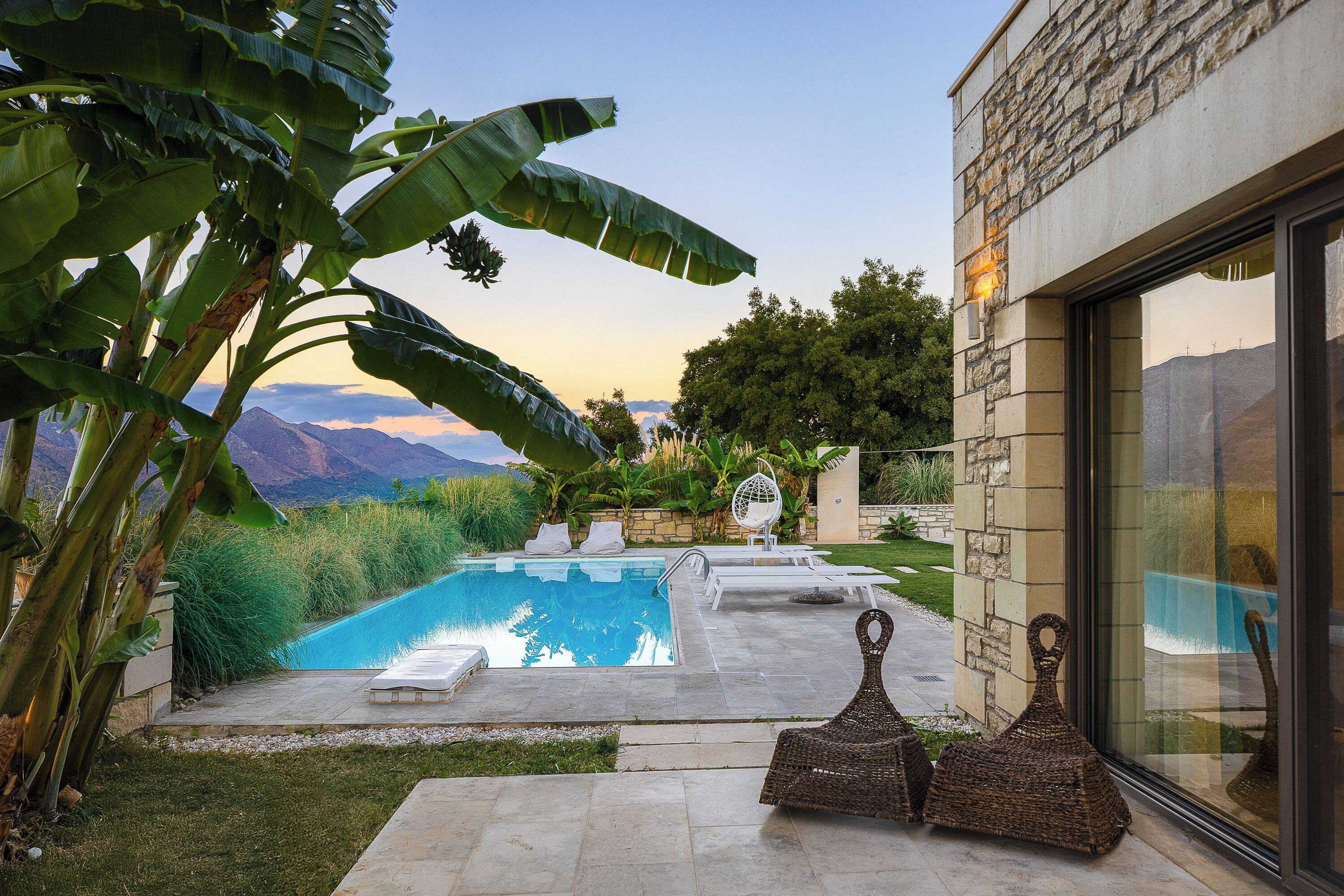 Outdoor pool, pool loungers