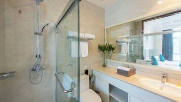Minibar, desk, blackout drapes, iron/ironing board
