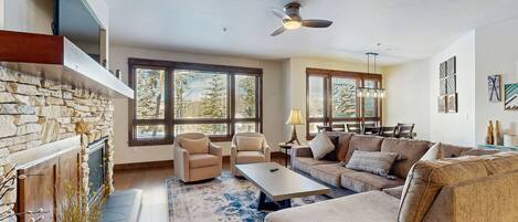 TV, fireplace, DVD player, ping pong
