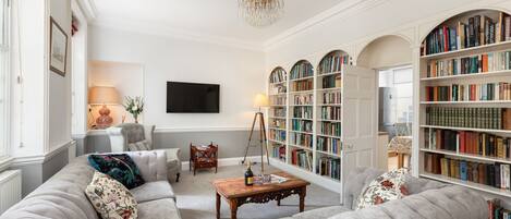 TV, Netflix, DVD player, books