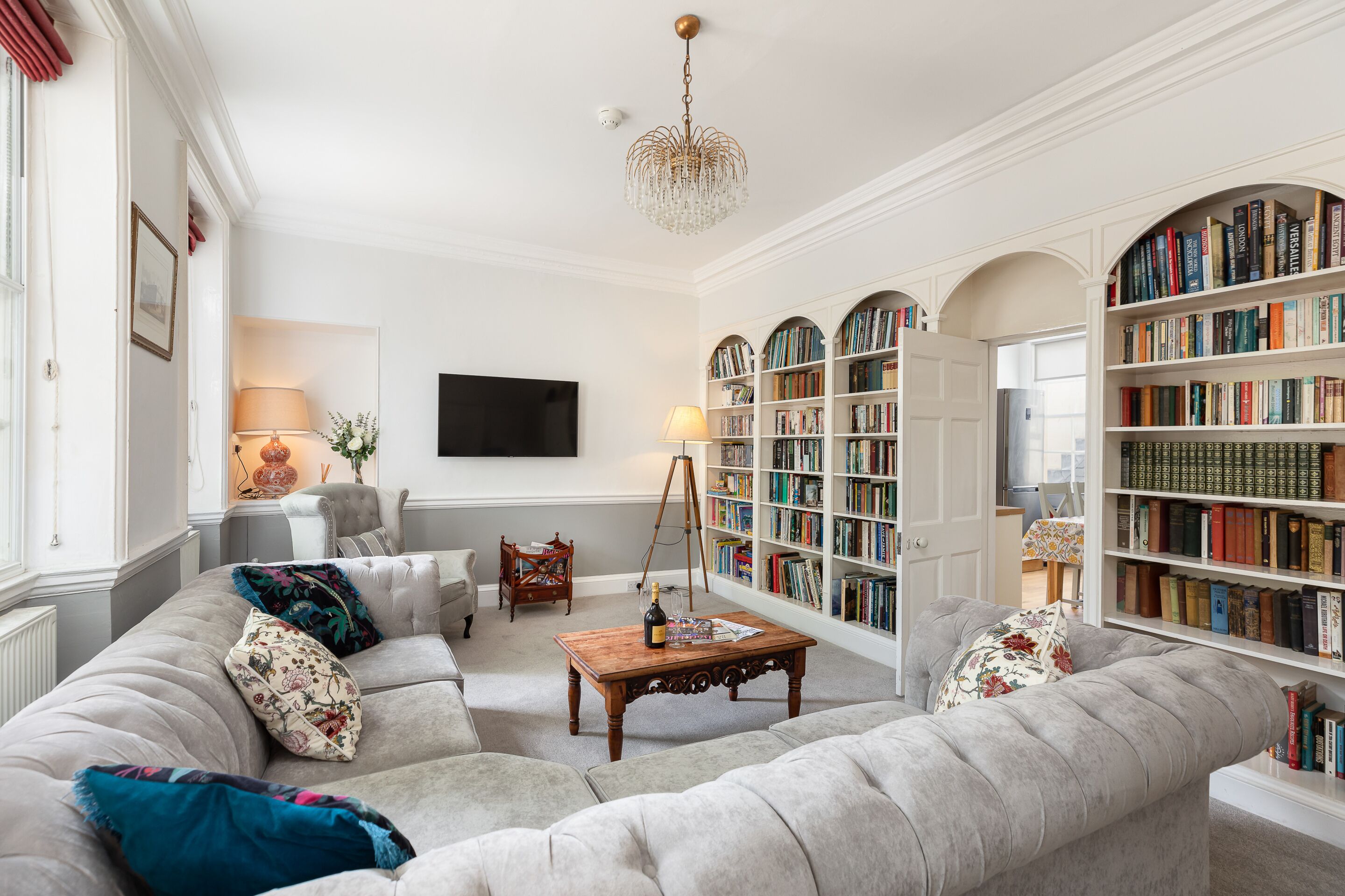 TV, Netflix, DVD player, books