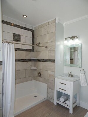 Combined shower/bathtub, hair dryer, towels, toilet paper - WATKINS GLEN GUEST HOUSE, CLOSE TO EVERYTHING! (Watkins Glen)