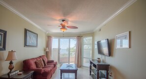 Condo, Multiple Beds, Private Pool, Beach View | Living room