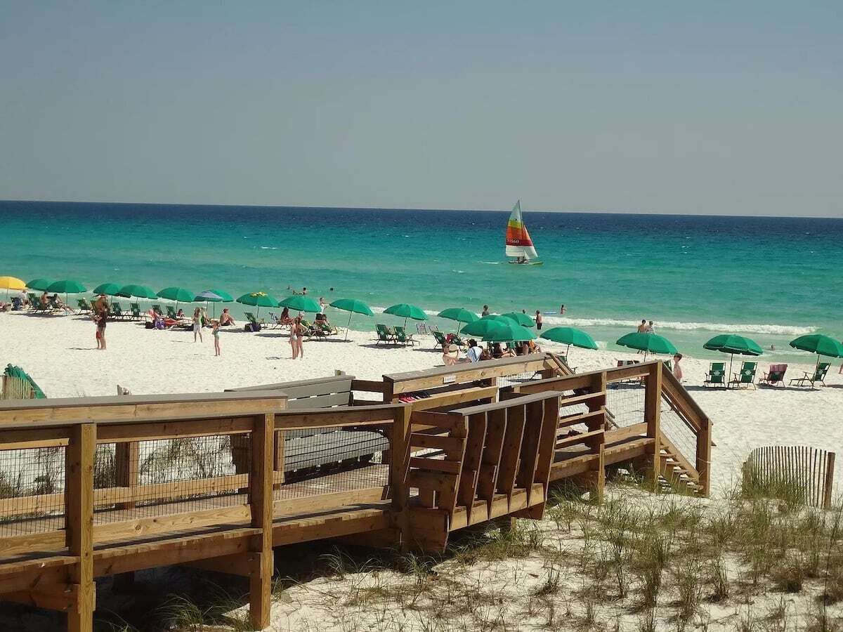 Beach nearby, sun loungers