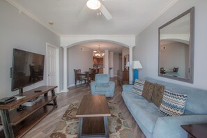 Condo, Multiple Beds, Private Pool, Beach View | Living room | 42-inch TV with cable channels - Legacy II 604 (Gulfport)