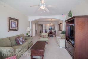Condo, Multiple Beds, Private Pool, Beach View | Living room