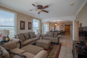 Condo, Multiple Beds, Private Pool, Beach View | Living room | 42-inch TV with cable channels, DVD player - Legacy I 1008 (Gulfport)