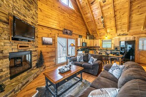 Smart TV, fireplace, DVD player