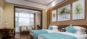 Cortinas blackout, wifi gratis y ropa de cama