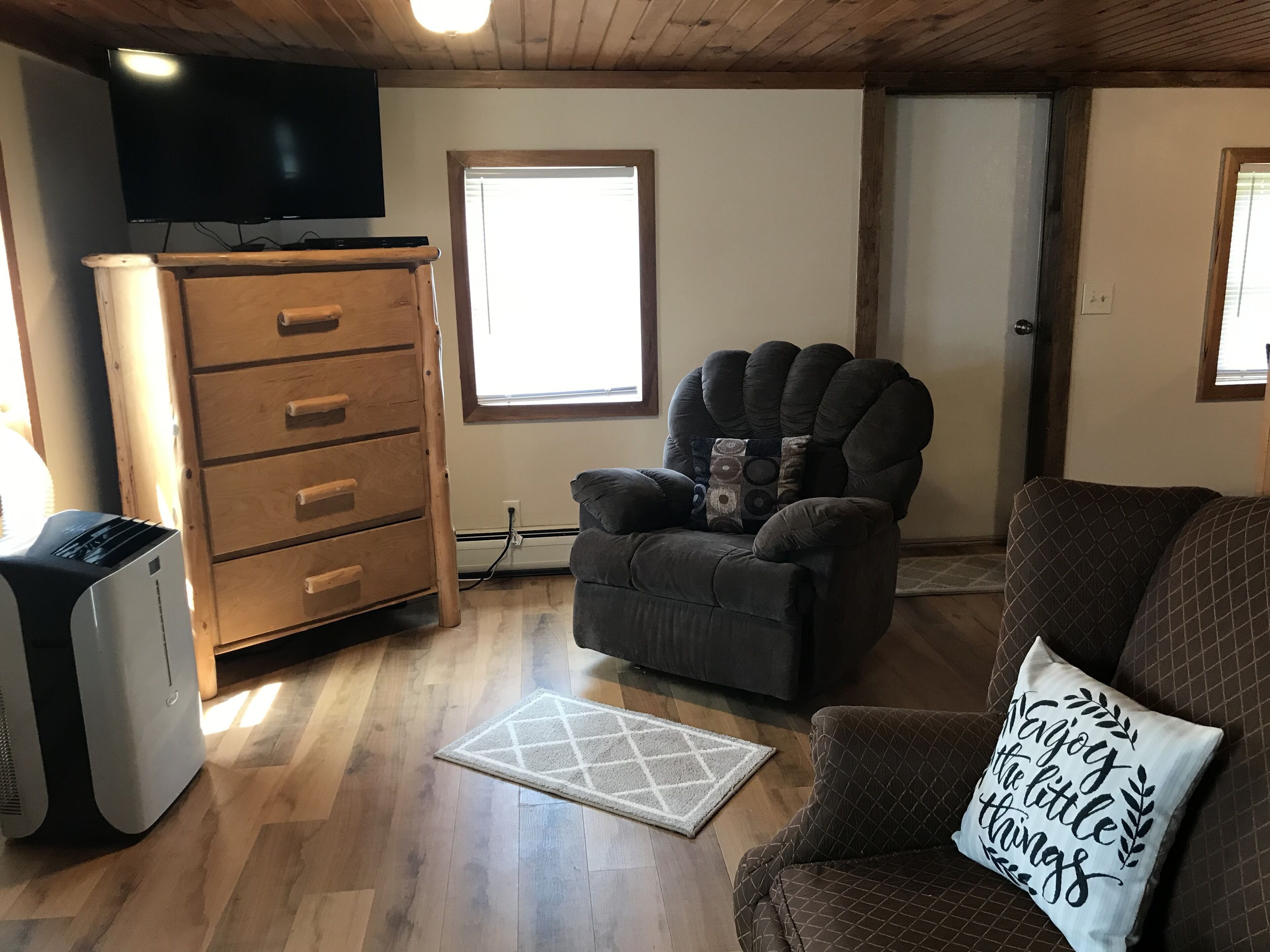 TV, peis, DVD-spiller og filmbibliotek