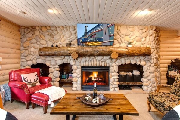TV, fireplace, offices