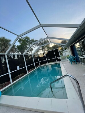 Outdoor pool, a heated pool - Comfy, clean, private home IN Venice, Florida; Heated Pool, Minutes to the Beach (Venice)