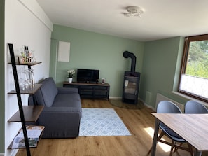 TV, fireplace