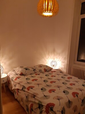 1 chambre, fer et planche à repasser