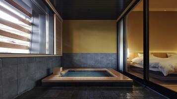 Villa Type "KOHAKU" | Bathroom | Separate tub and shower, spring water tub, free toiletries, hair dryer