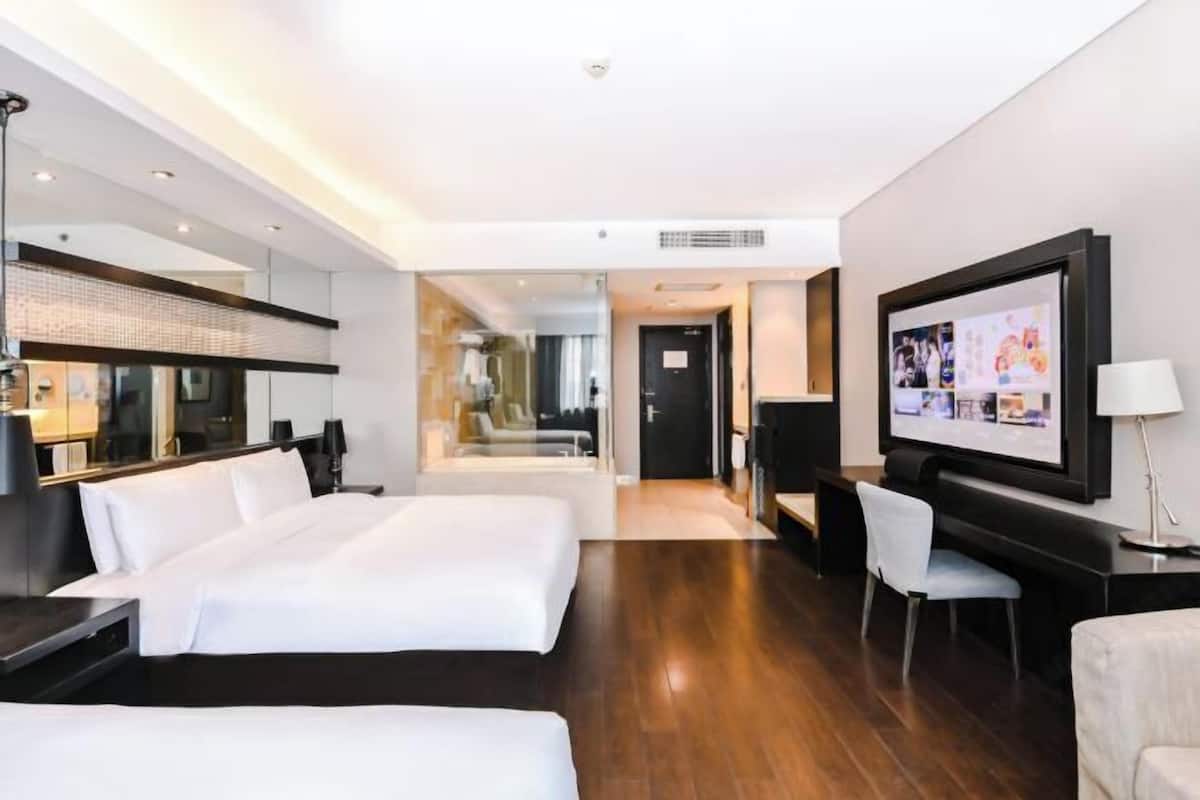 Family Twin Room | Down comforters, minibar (free items), desk, laptop workspace