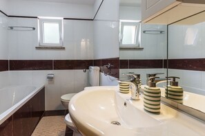 Villa, Private Pool | Bathroom | Hair dryer, towels, soap, toilet paper