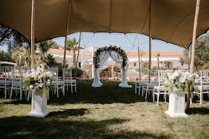 Outdoor banquet area