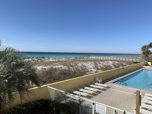Outdoor pool, a heated pool - Pelican Isle 109,Beachfront,Direct water view, FREE Beach Service! (Fort Walton Beach)