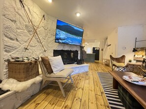智能電視、壁爐、電子遊戲、DVD 播放機