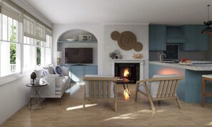 Télévision, cheminée